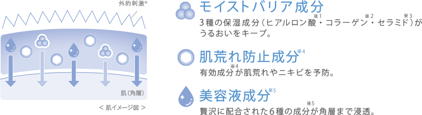 モイストバリア成分、肌荒れ防止成分、美容液成分