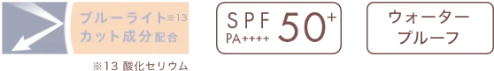 ブルーライトカット成分 SPF 50+ ウォータープルーフ