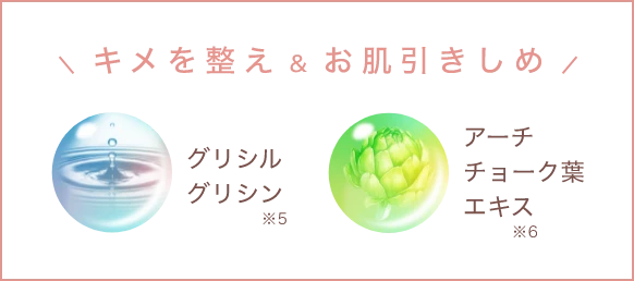 キメを整え&お肌引きしめ　グリシルグリシン※5 アーチチョーク葉エキス※6
