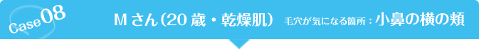 Case08 Mさん（28歳・乾燥肌）毛穴が気になる箇所：小鼻の横の頬