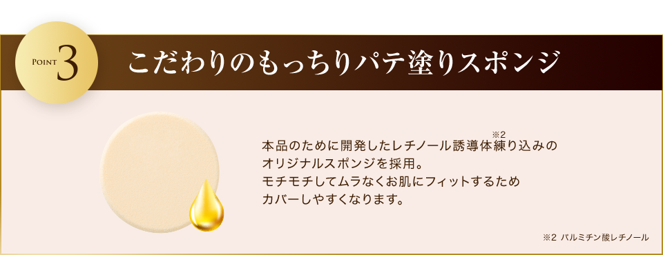 POINT3　こだわりのもっちりパテ塗りスポンジ