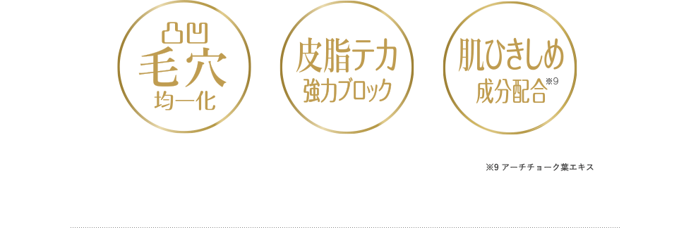 最強毛穴均一化 / 崩れ徹底防止 / 潤い密閉 肌表面に保護膜を形成し肌本来の潤いを守りながらうるおいを与えて水分バランスを調整。乾燥による崩れを防ぎ、潤ったお肌を長時間キープ。