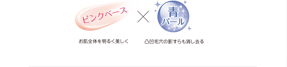 ピンクベース お肌全体を明るく美しく×青パール 凹凸毛穴の影すらも消し去る