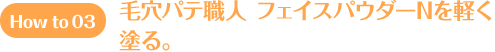 How to 03 毛穴パテ職人 フェイスパウダーNを軽く塗る。