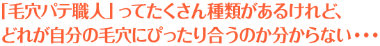 「毛穴パテ職人」ってたくさん種類があるけれど、どれが自分の毛穴にぴったり合うのか分からない・・・