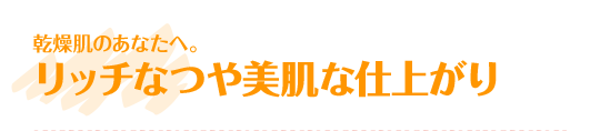 乾燥肌のあなたへ。リッチなつや美肌な仕上がり  