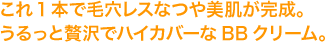 これ1本で毛穴レスなつや美肌が完成。うるっと贅沢でハイカバーなBBクリーム。