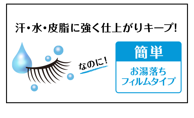 しかも汗・水・皮脂に強く仕上がりキープ！